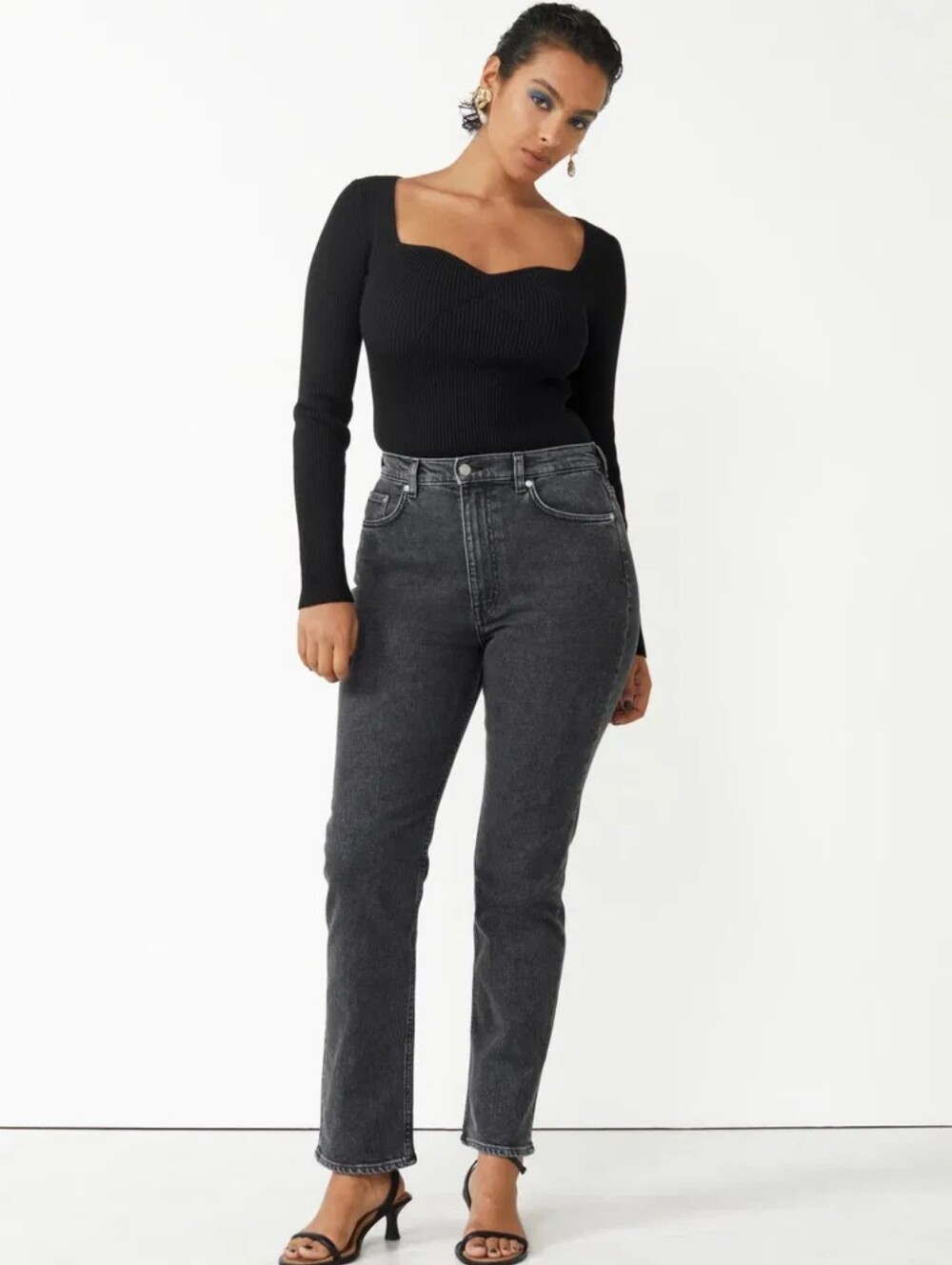 & Other Stories Staight Leg Vintage Wash Black Grey Denim Jeans 29 / 30
